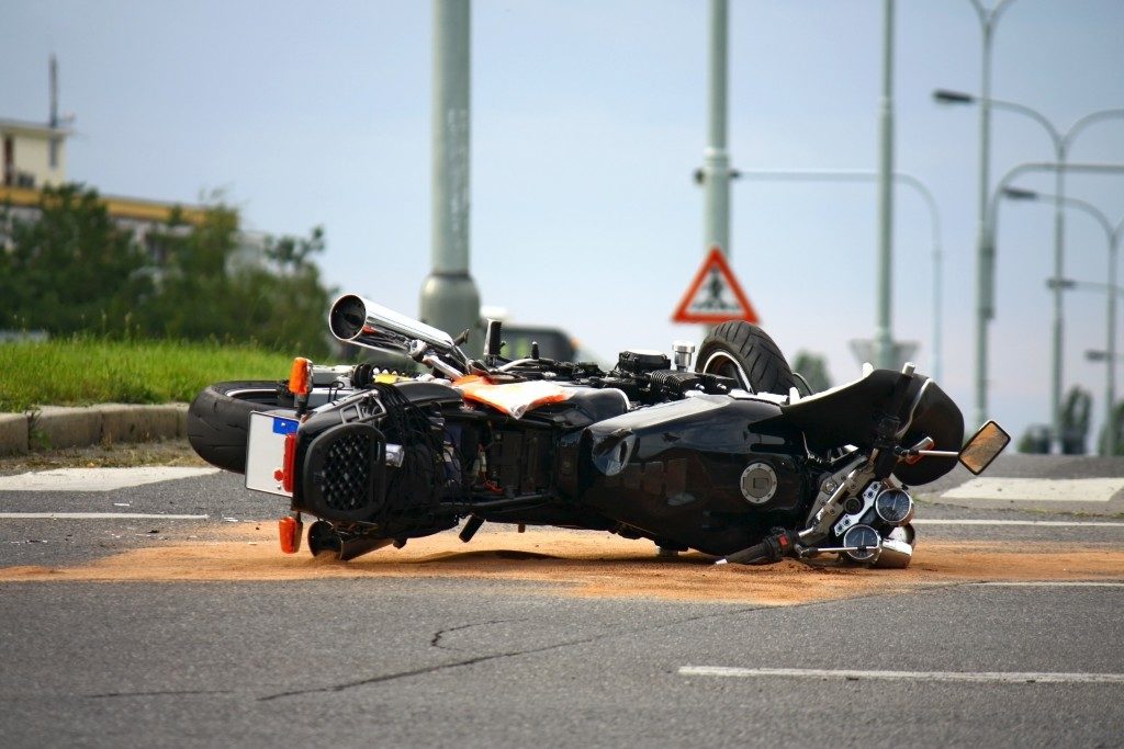 a motorcycle accident on the road