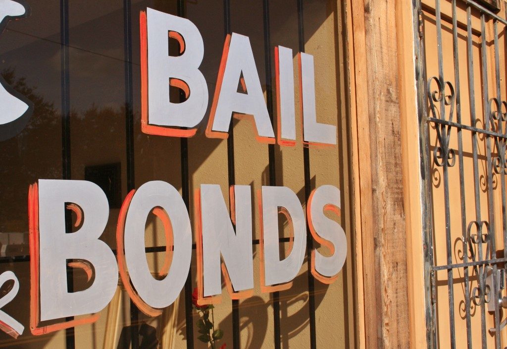 Bail bonds sign on the window
