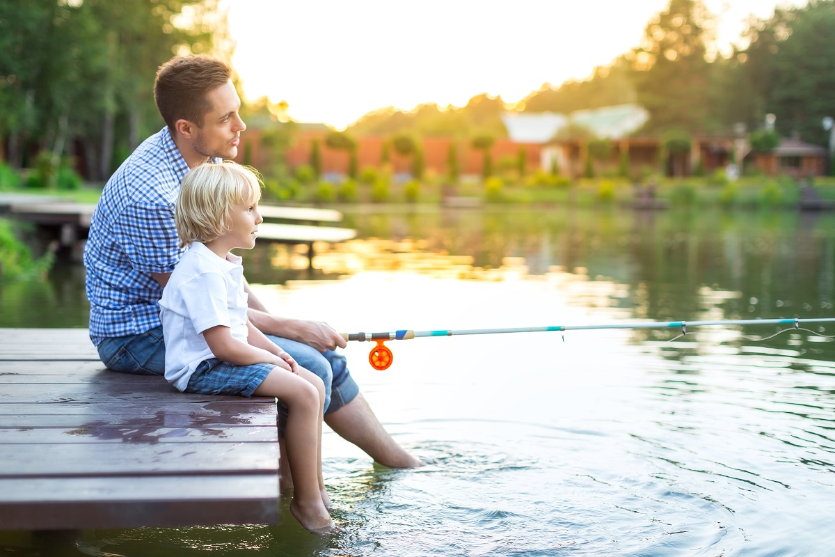 father and son fishing 