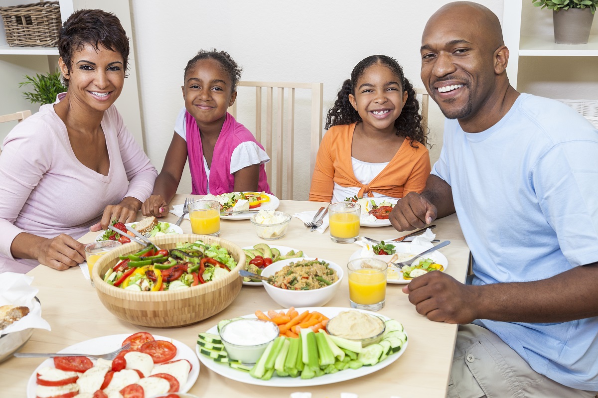 family dinner with healthy food