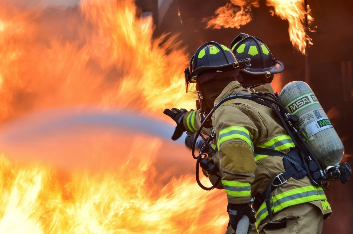 firefighters putting out fire