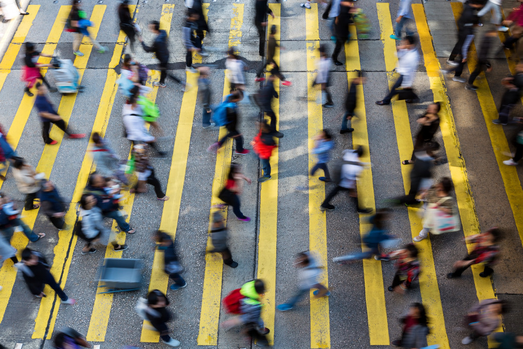 people crossing the street