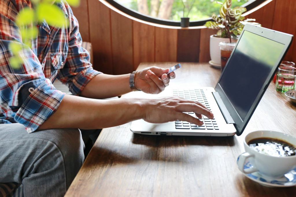 man working on laptop