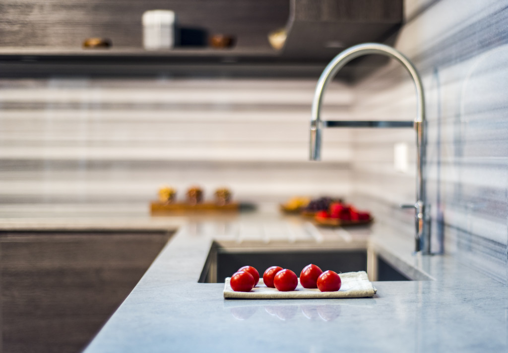 ingredients next to a kitchen sink