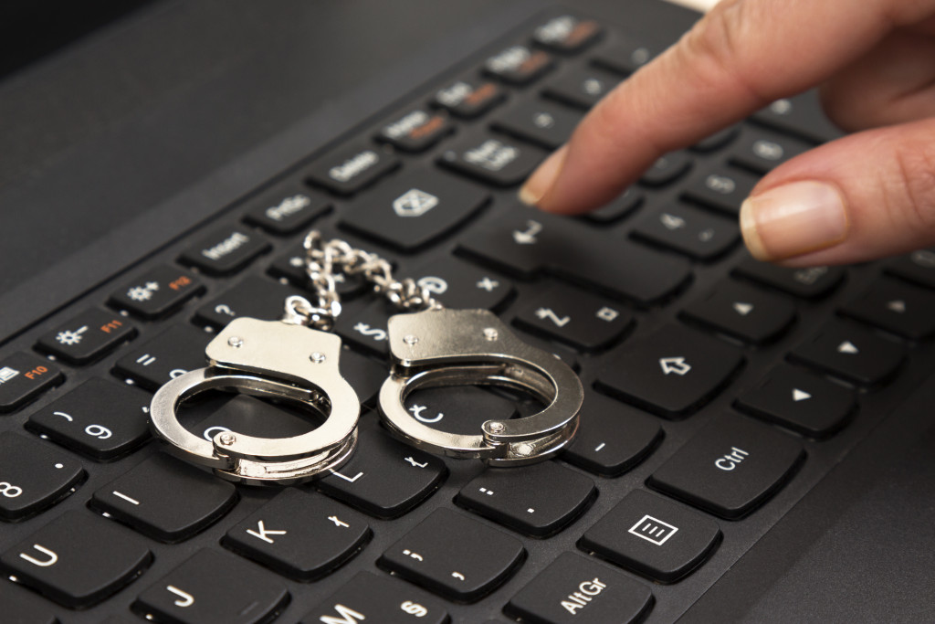 Handcuffs on laptop