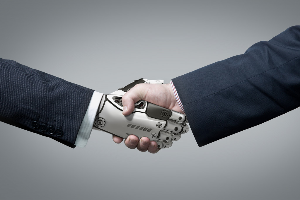 Shaking hands A.I. and human