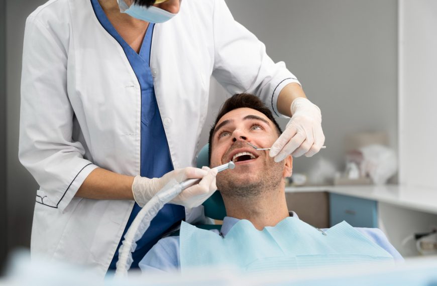 Dentist doing a check up on the patient